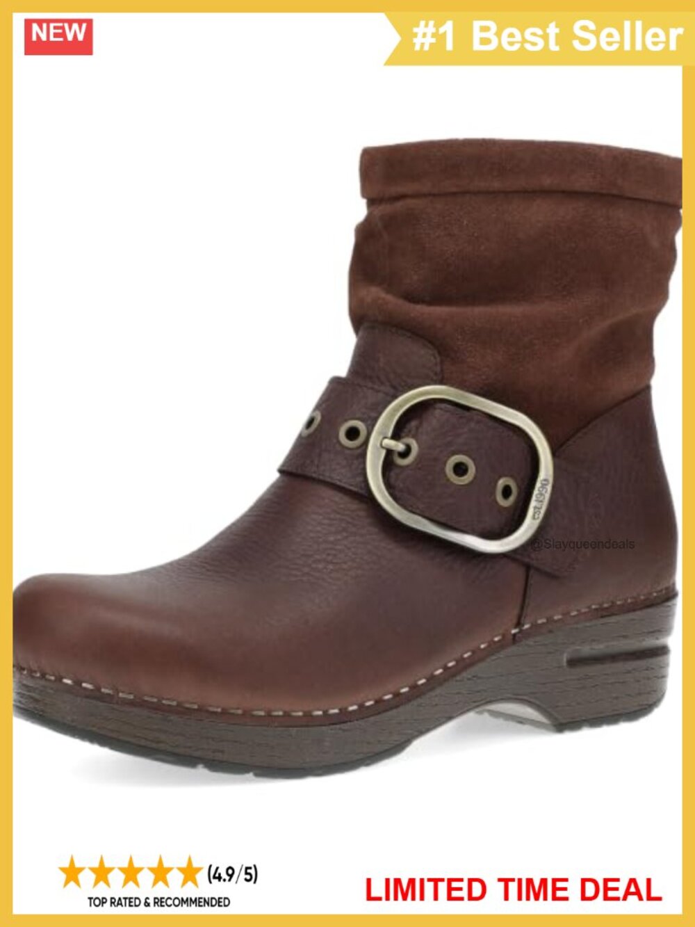 Dansko Pearson Leather Inside-Zip Ankle Boot Roomy Toe PU Rocker Outsole